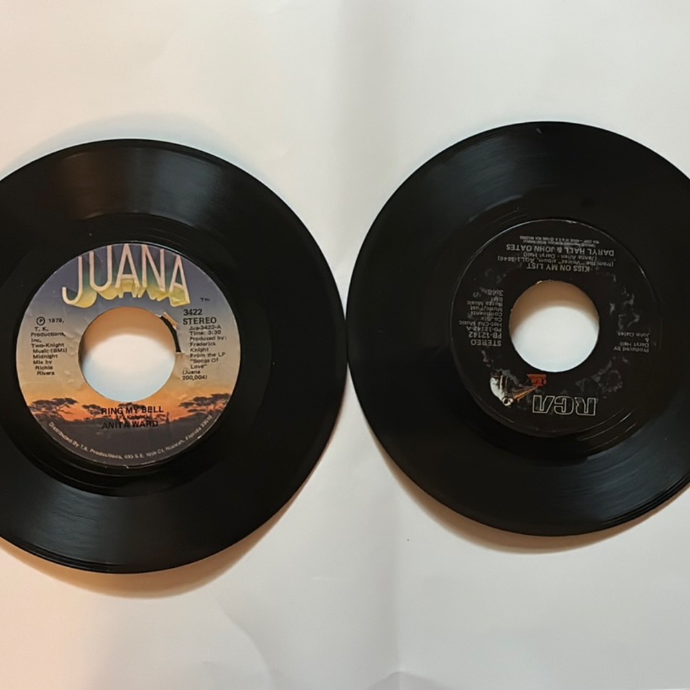 2 Vintage Black Vinyl 45 Records